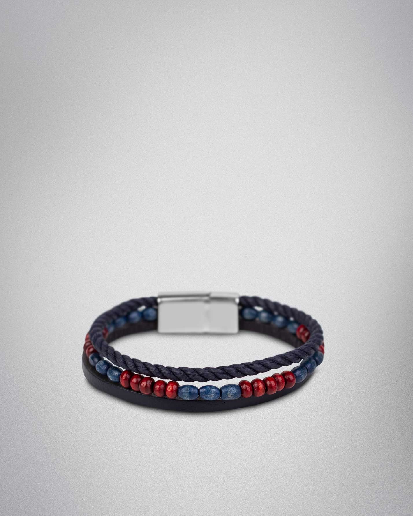 دستبند مردانه چرمی کروم-1