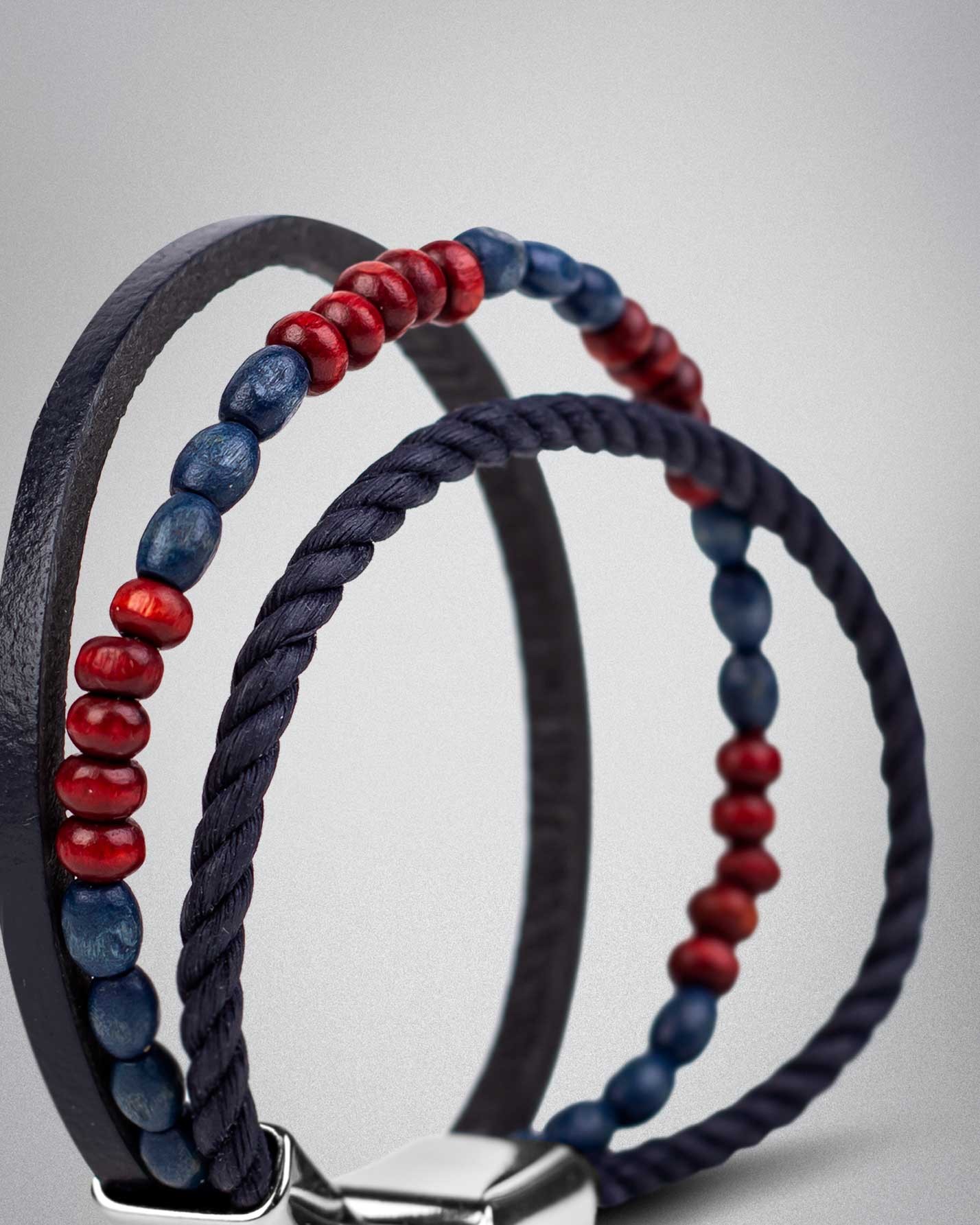 دستبند مردانه چرمی کروم-2