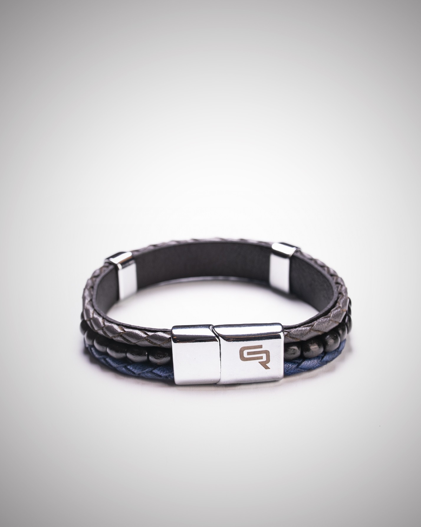 دستبند مردانه چرمی کروم-2