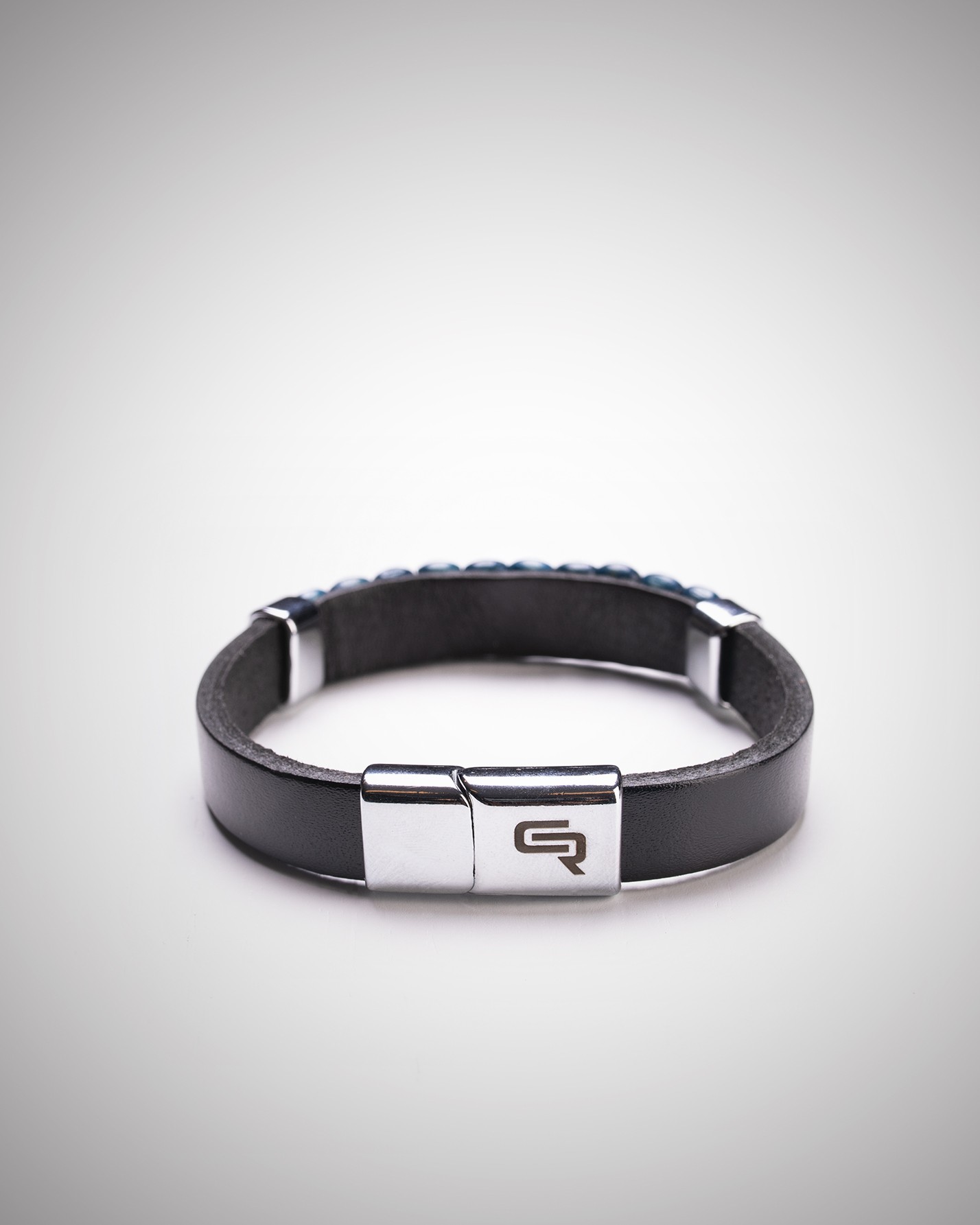 دستبند مردانه چرمی کروم 15-2