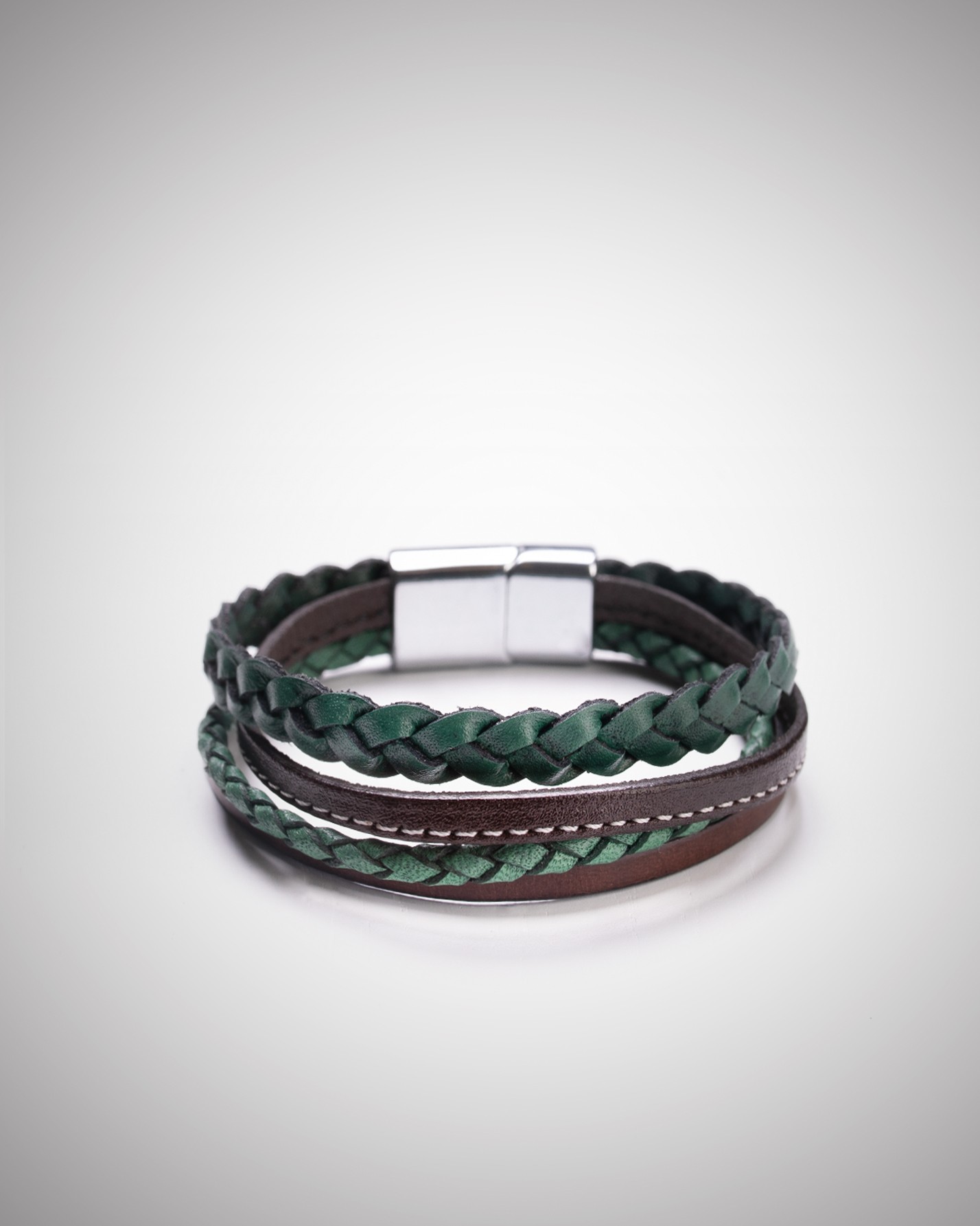 دستبند مردانه چرمی کروم 29-1