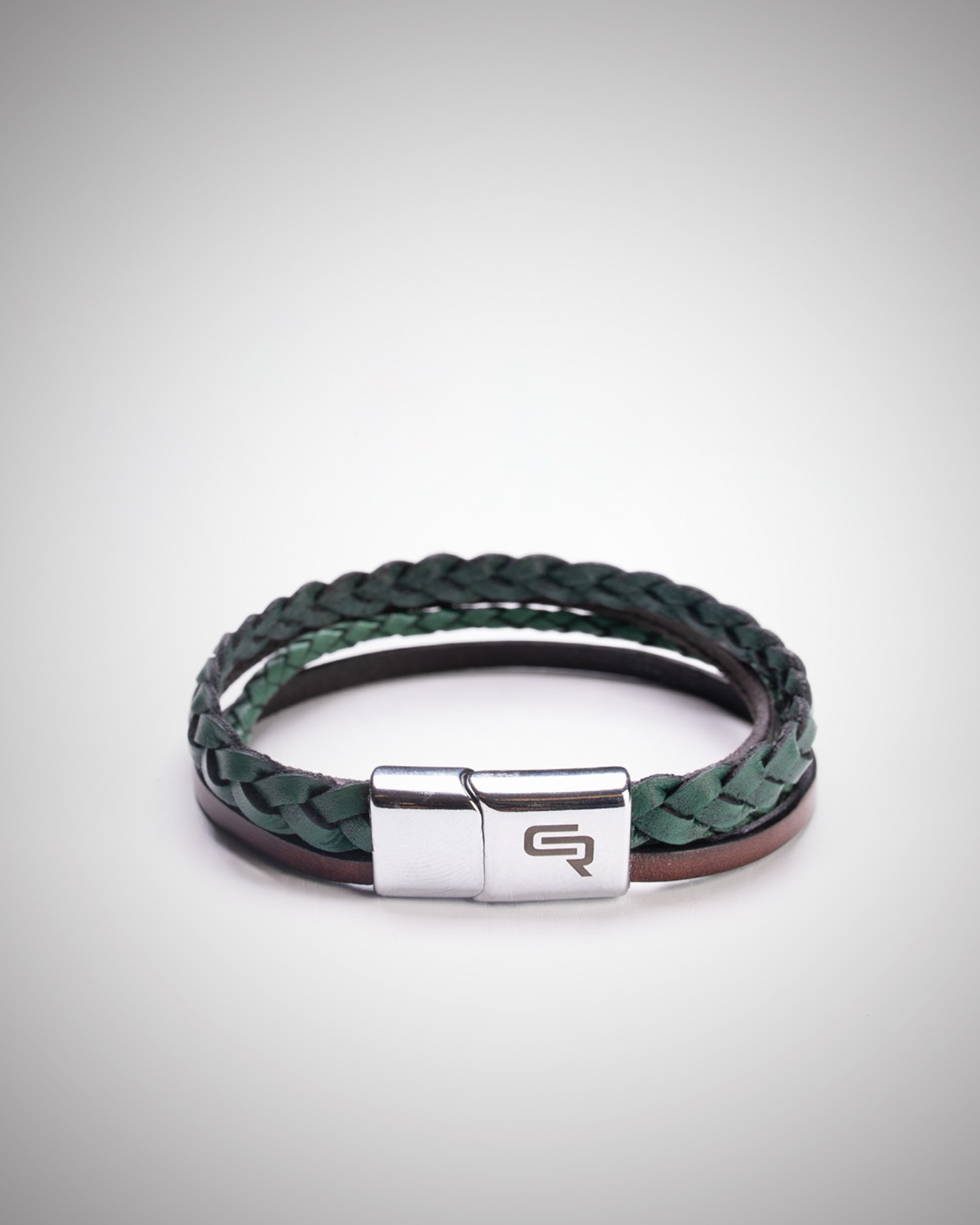 دستبند مردانه چرمی کروم 29-2