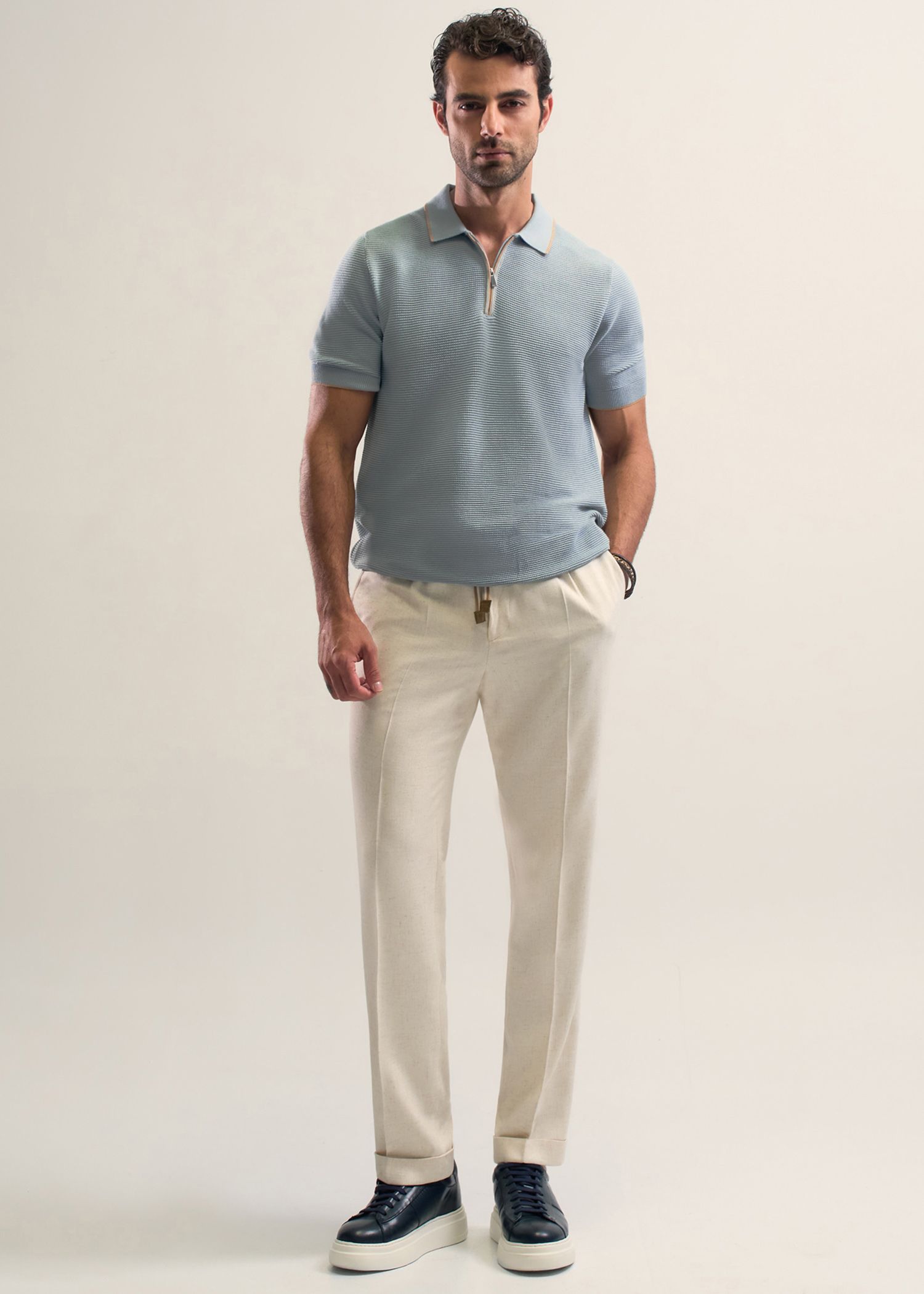 شلوار کمربند دار لینن 2512553