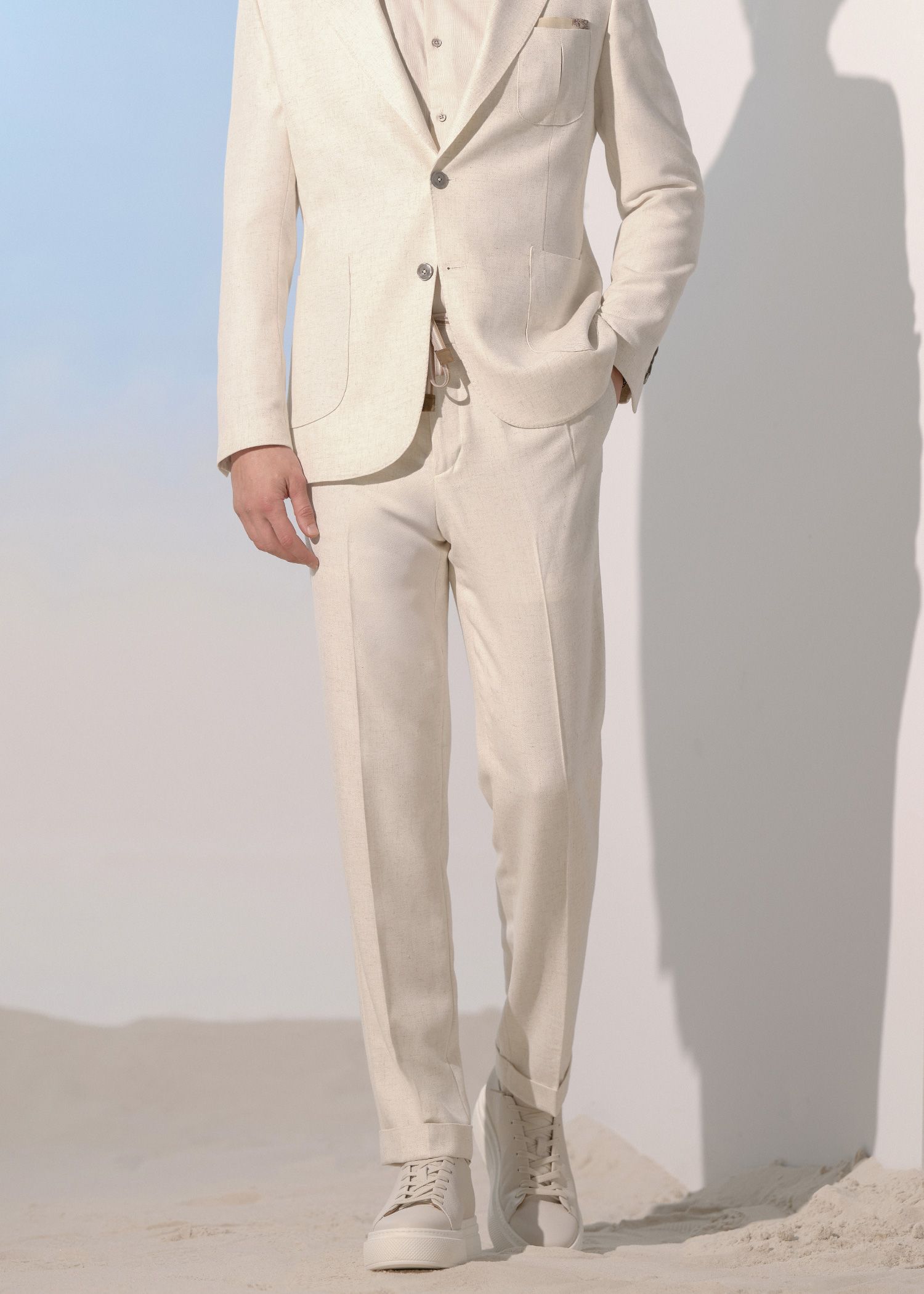 شلوار کمربند دار لینن 2512553