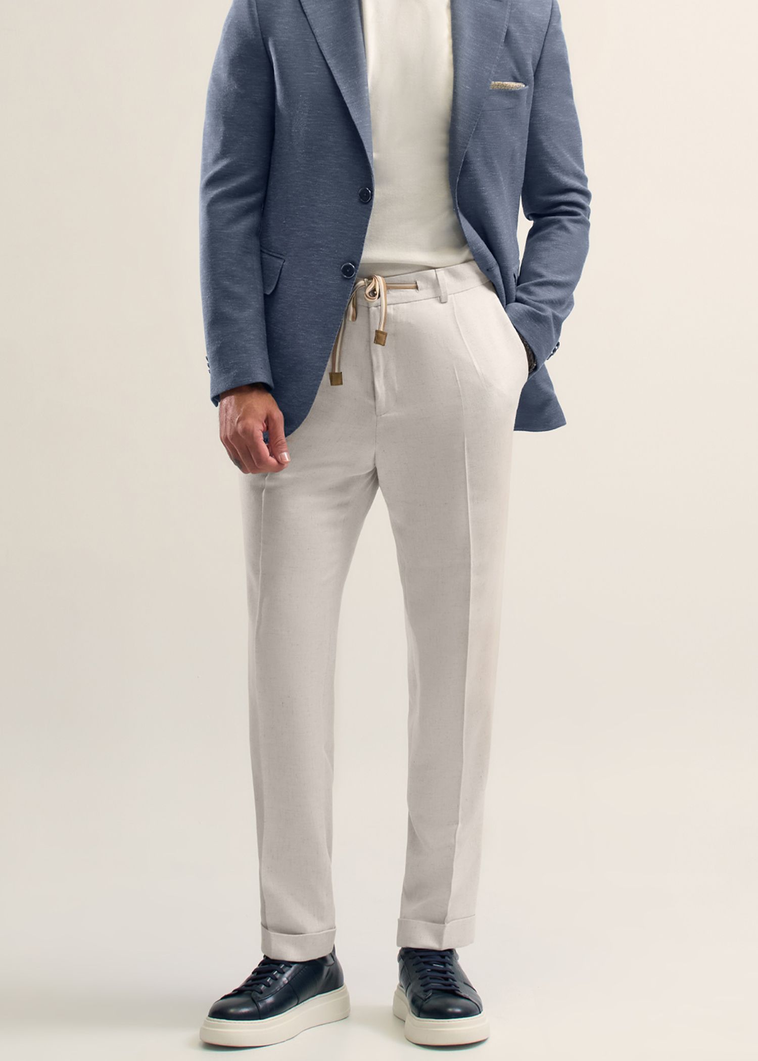 شلوار کمربند دار لینن 2512553