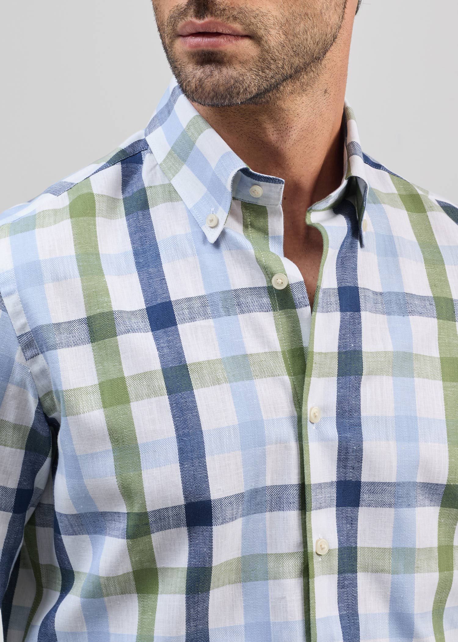 پیراهن چهارخانه لینن 2510130