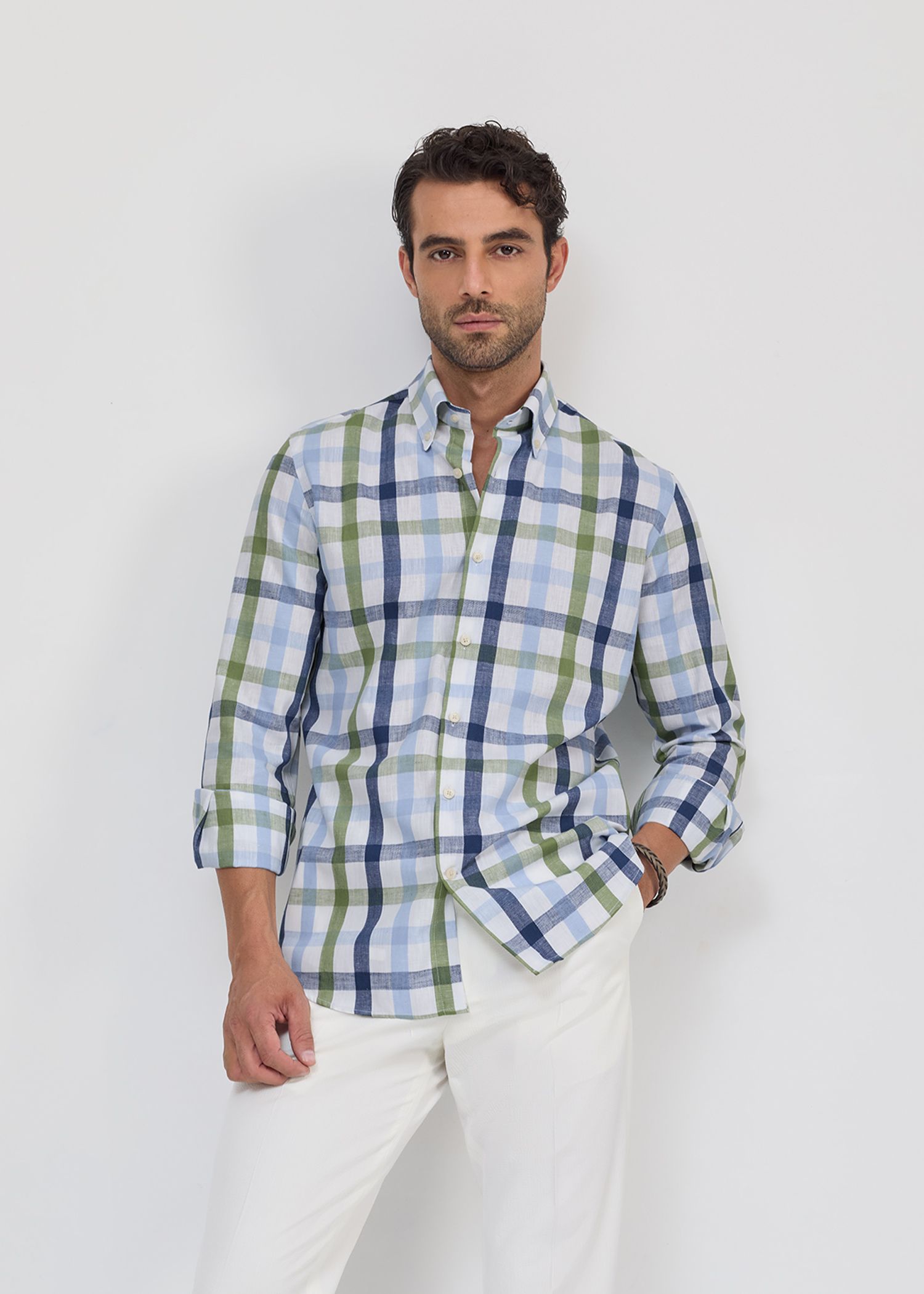 پیراهن چهارخانه لینن 2510130