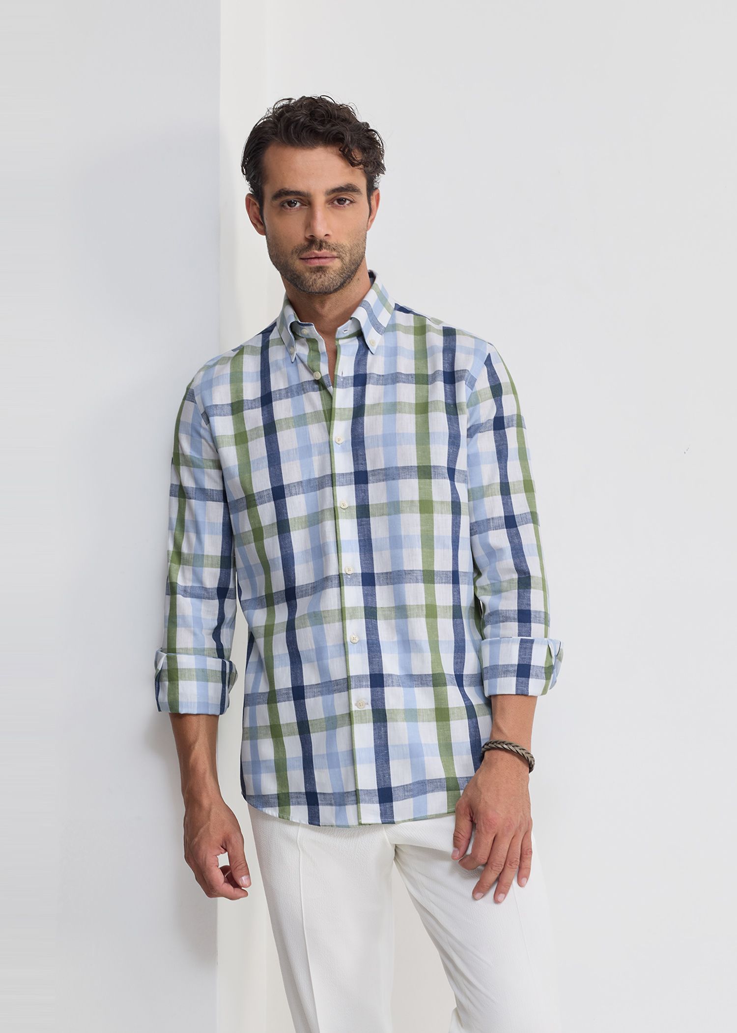 پیراهن چهارخانه لینن 2510130