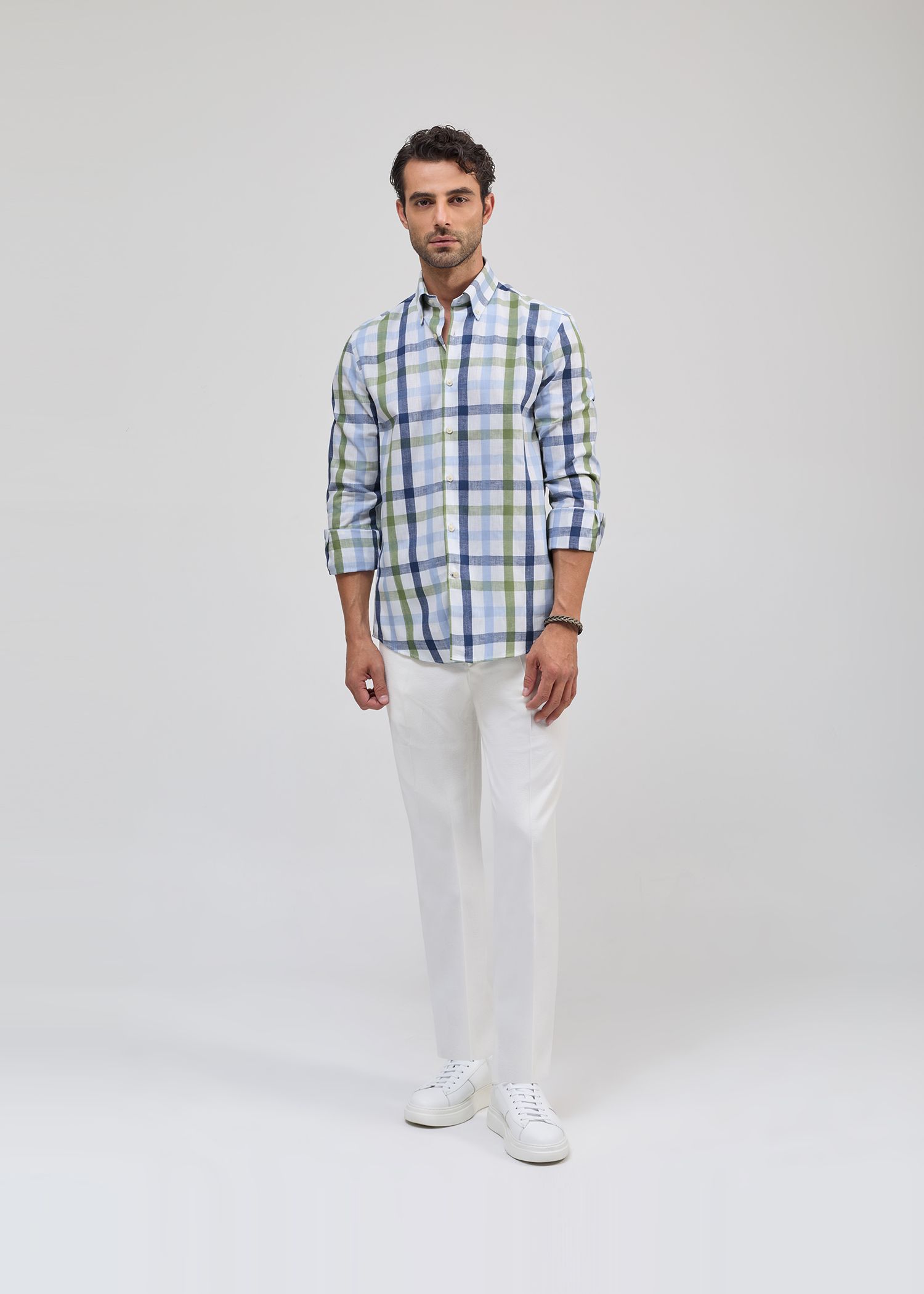 پیراهن چهارخانه لینن 2510130