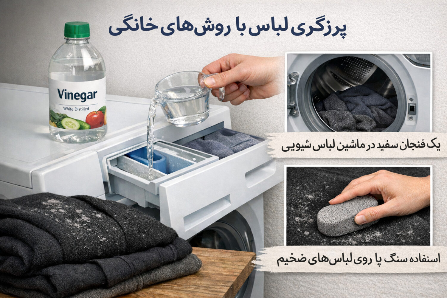 استفاده از سرکه و روش‌های خانگی برای پرزگیری لباس